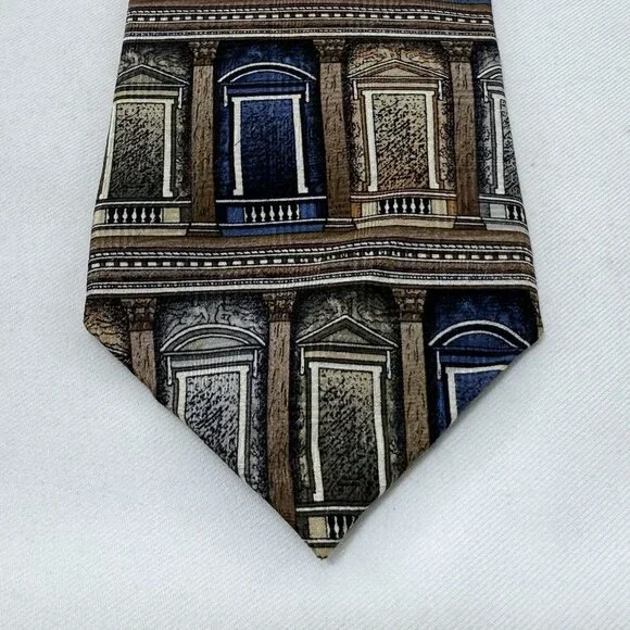 Structure Tie Silk Necktie Window Door Geo Architecture Architect Building Retro